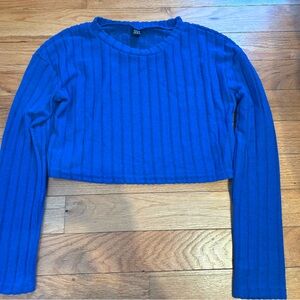 SHEIN Blue Ribbed Crop Top